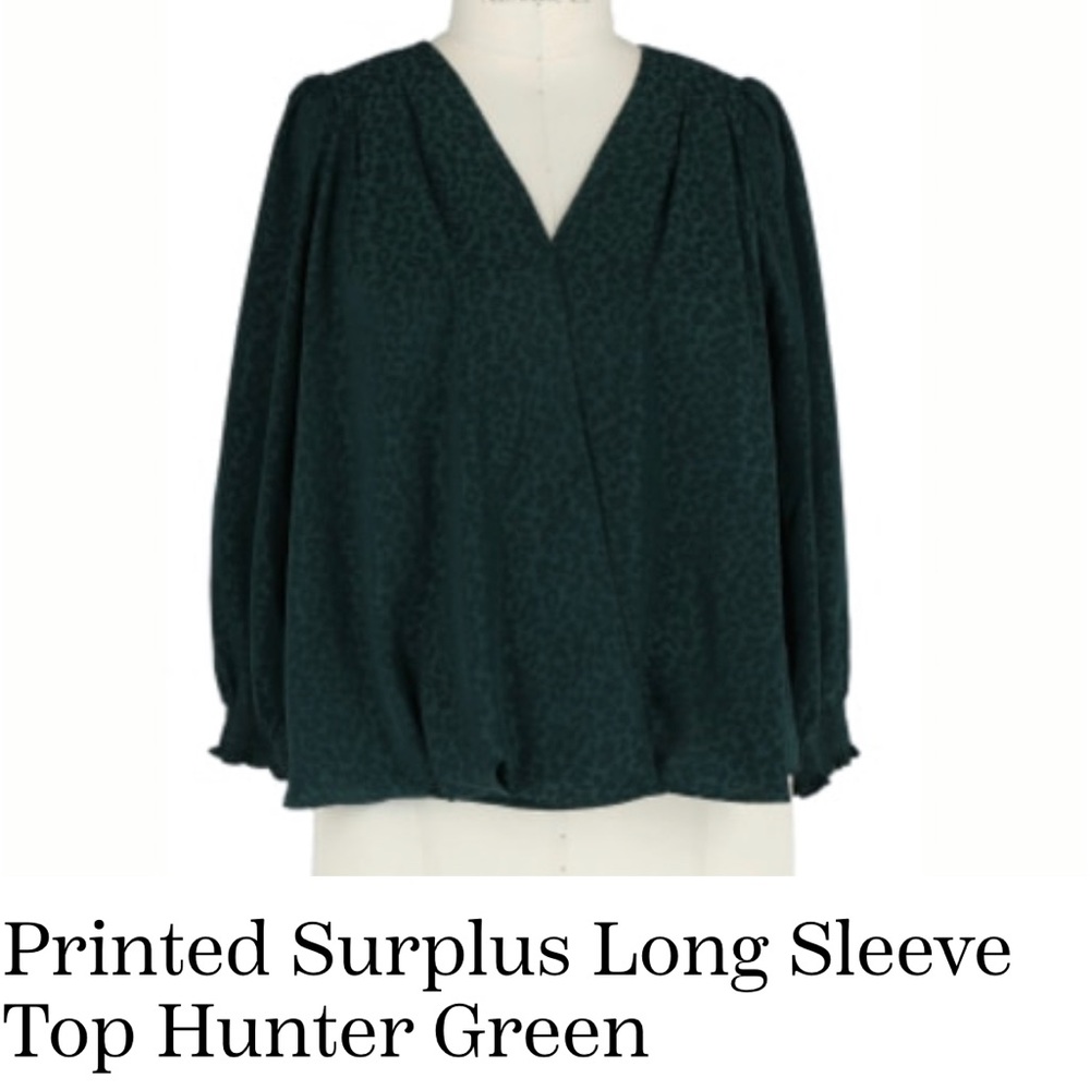 Long Sleeve with elastic wrists. Hunter Green Top Great for Christmas Parties